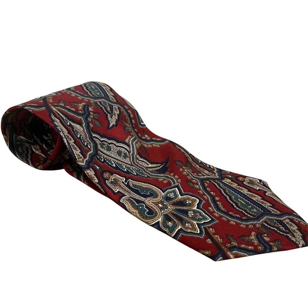 Christian‎ Dior Monsieur Burgundy Paisley Silk Necktie Men's Formal Tie VTG euc